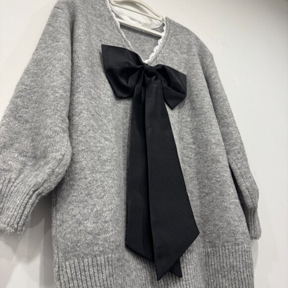 Commense Lace Trim Bow-Decor Draped Oversized Sweater NWT, Size S - Picture 7 of 17